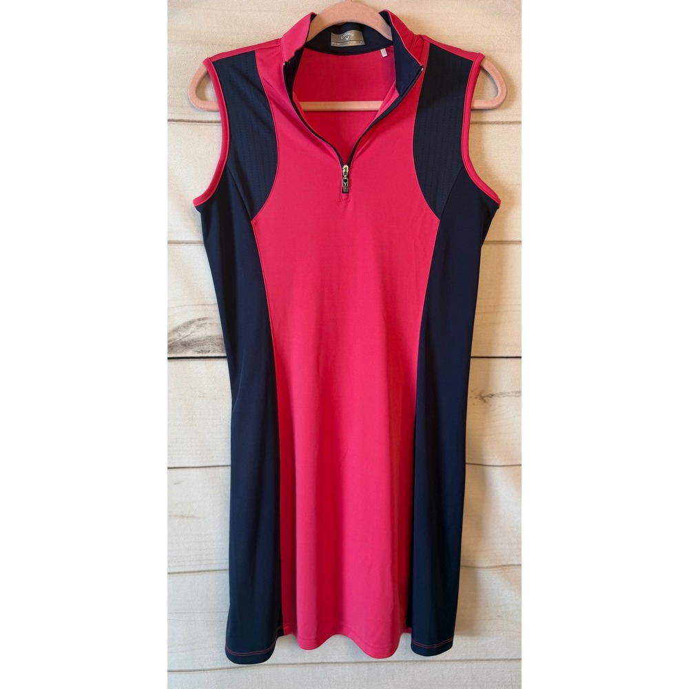 Callaway Opti-Dri Pink Navy Colorblock Sleeveless Golf Dress Small